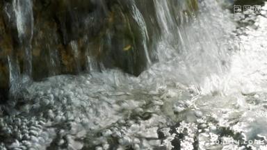 小溪瀑布山泉水升格实拍镜头
